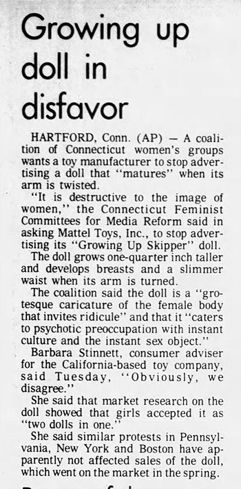 1975 US commercial for controversial Growing Up Skipper doll